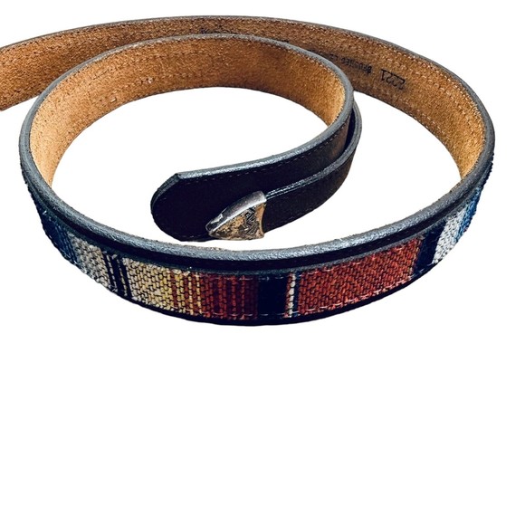 Leather Belt Woven Blanket Colorful Southwest Latino Women Aztec Hippie 41L x 1\